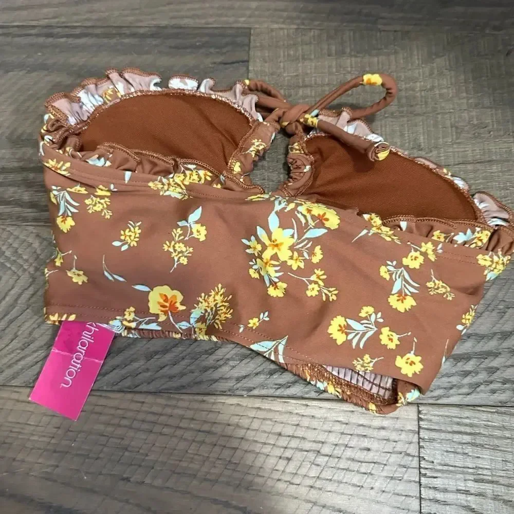 Target Xhilaration Smocked Ruffle Bandeau Bikini Top - Xhilaration Size XS NWT
